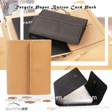 Waterproof Kraft Paper Cover PVC Pocket ID/Business Card Holder With Metal Button Closure